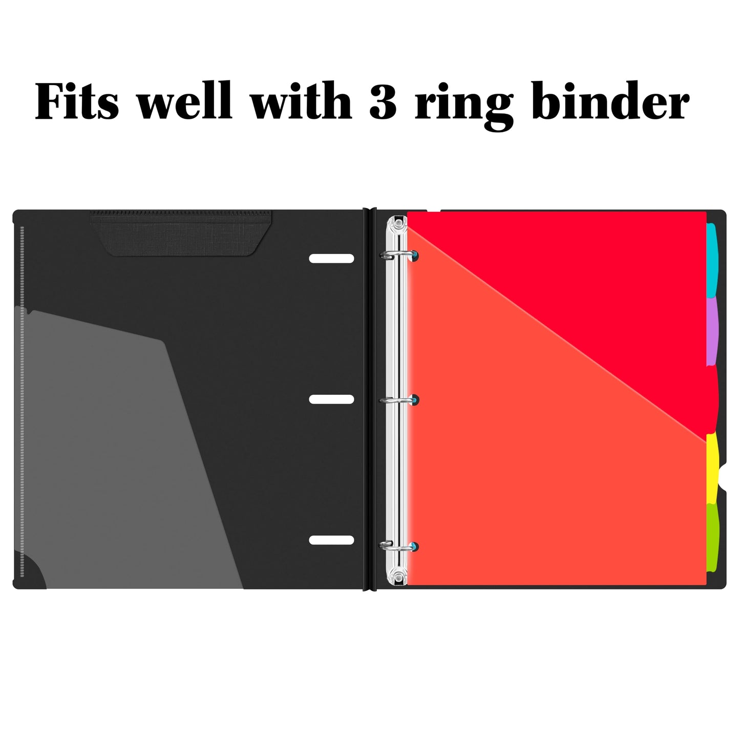 INFUN 1 Inch Telescoping 3 Ring Binder - 12 PCS-Black, Flexible Binders with Customizable Front Cover and Clear Catalog Pocket,1 inch Binders 3 Ring, 225 Sheet Capacity