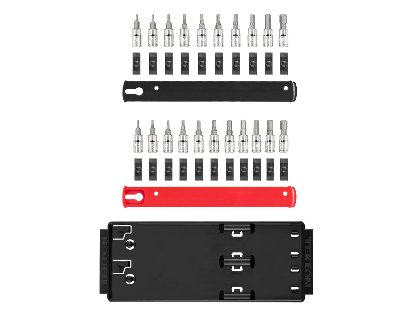 TEKTON 1/4 Inch Drive Hex Bit Socket Set with Rails and Tray, 21-Piece (5/64-5/16 in., 2-8 mm) | SHB90203