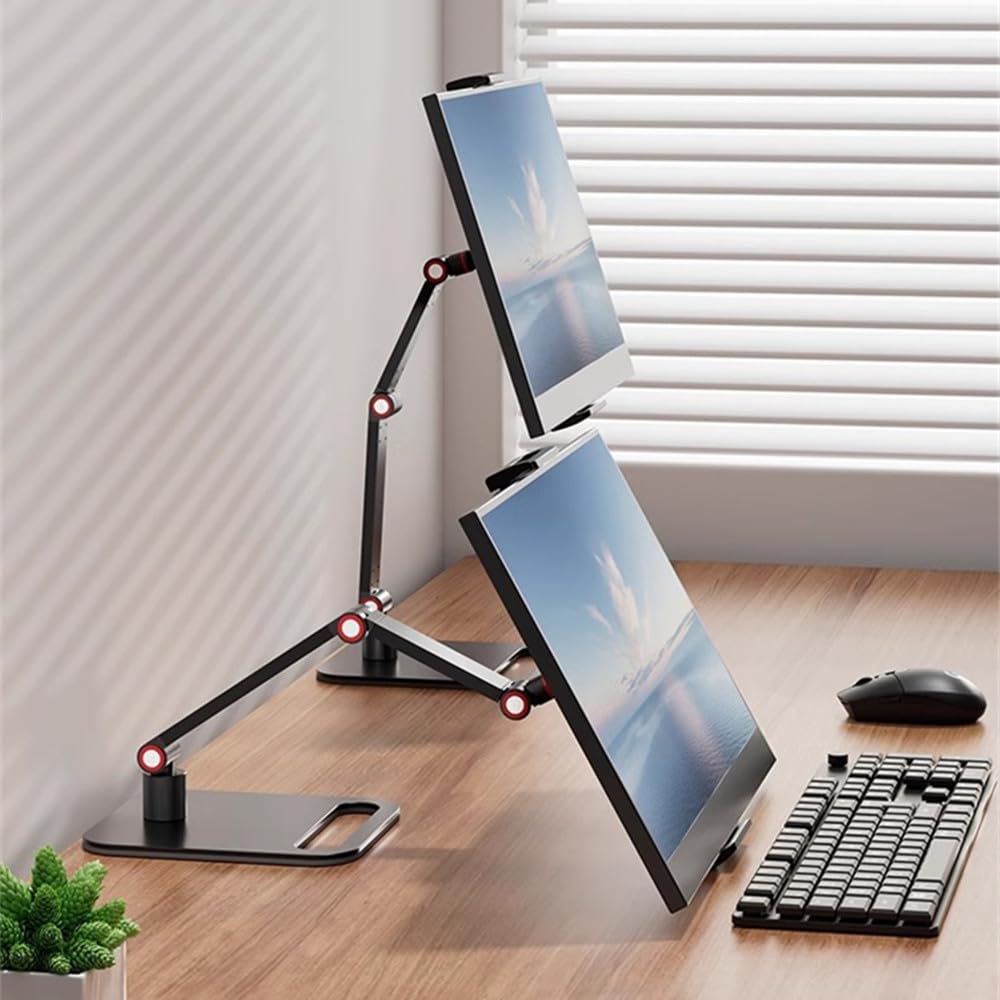 AiFeelife Portable Monitor Holder for 12-17.3 Inch Screen Desk Holder Metal Stand 16 Inch Universal Expandable Display Base 12.9inch Tablet Stand Adjustable Portable Monitor Desktop Clamp Stand