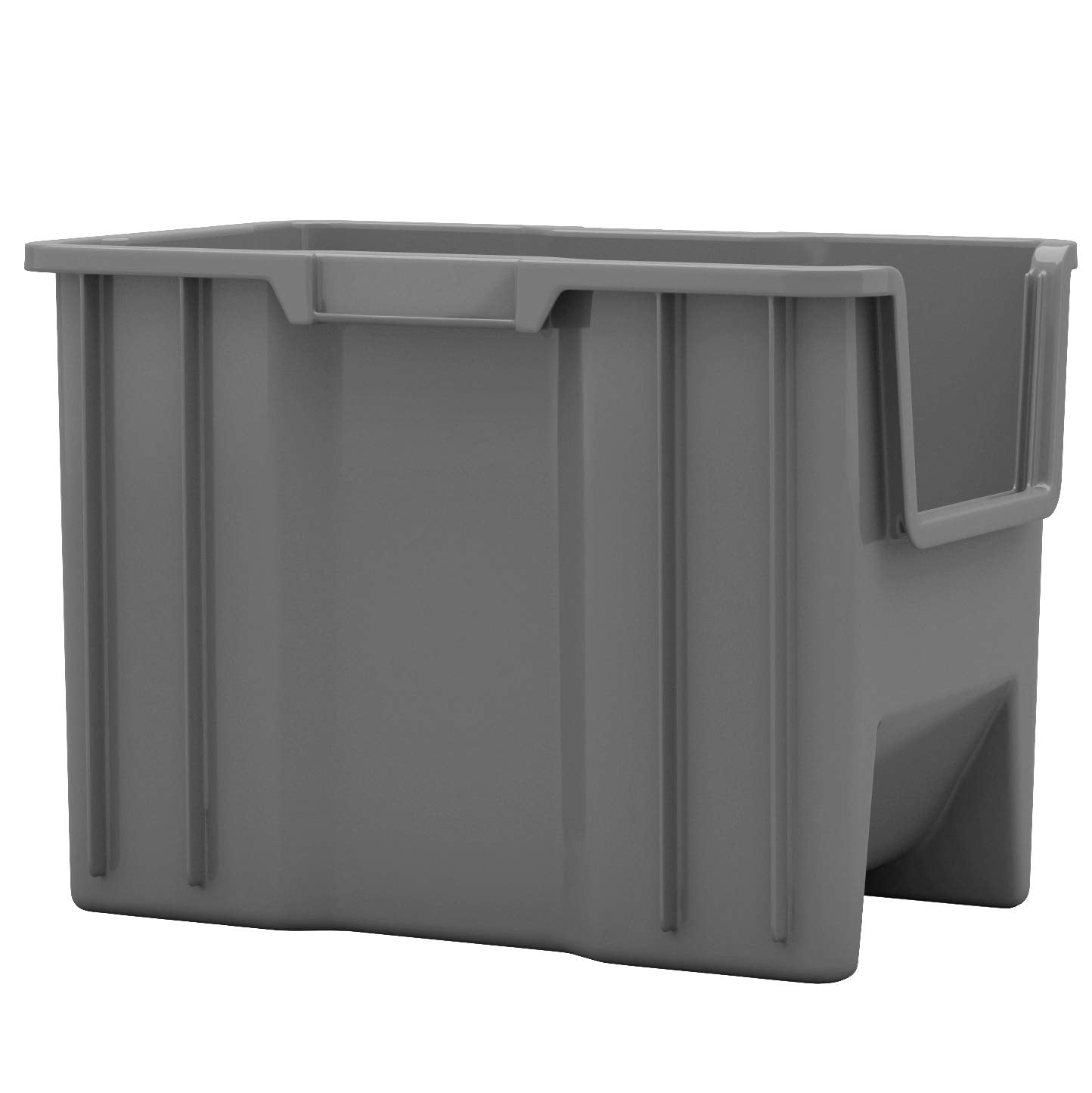 Akro-Mils 13014 Stak-N-Store Heavy Duty Stackable Open Front Plastic Storage Container Bin, (17-1/2-Inch x 11-Inch x 12-1/2-Inch), Gray, (4-Pack)