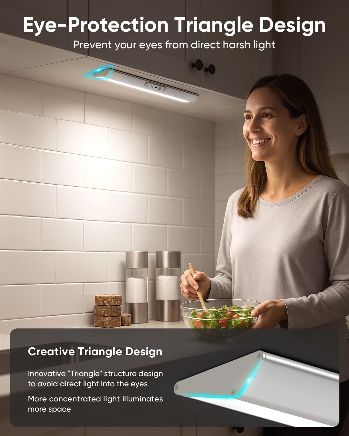 LENOMA Motion Sensor Closet Lights, Eye Protection Design with Remote, 3 Color Temps & Dimmable, Rechargeable Magnetic Cabinet Lighting for Kitchen, Wardrobe, Shelf, Pantry