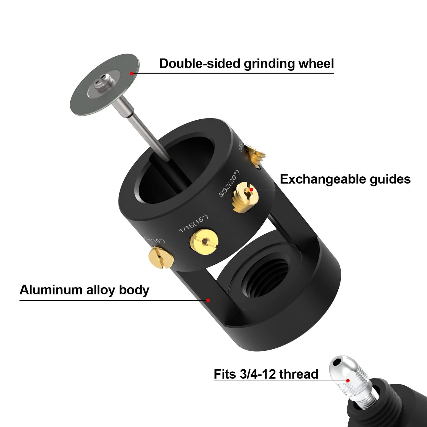 3mirrors Tungsten Electrode Sharpener Grinder For TIG welding, Four-angle Tungsten Electrode,TIG Welding Rotary Tool With Flat Grinding Block, Multi-Angle Offsets,5 Diamond Wheels, 2 CNC Mandrels