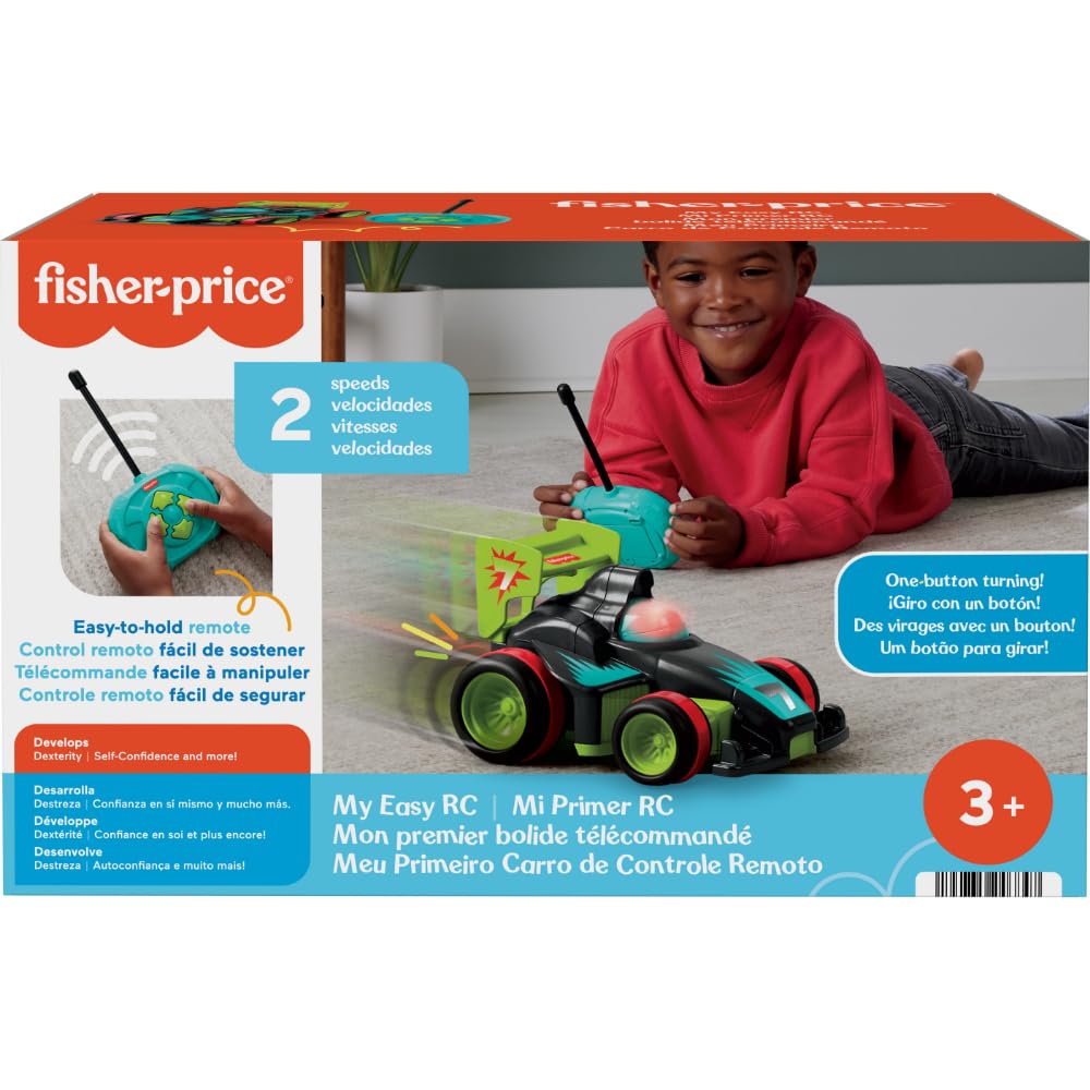 Fisher-Price Preschool Toy Remote Controlled Car My Easy RC with 2 Speeds for Kids Ages 3+ Years