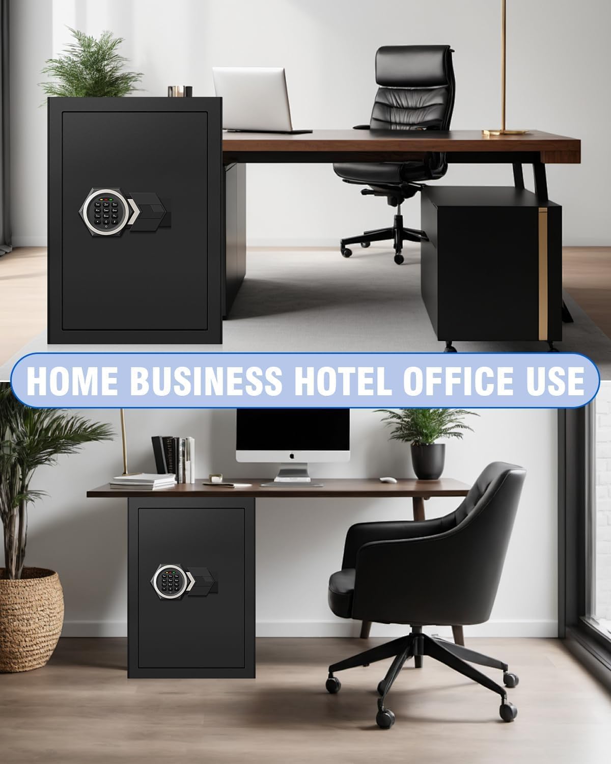 2.6 Cub Home Safe Box Fireproof Waterproof, Safety Box with Digital Keypad Sensor Light Keys for Hotel Office Money Documents