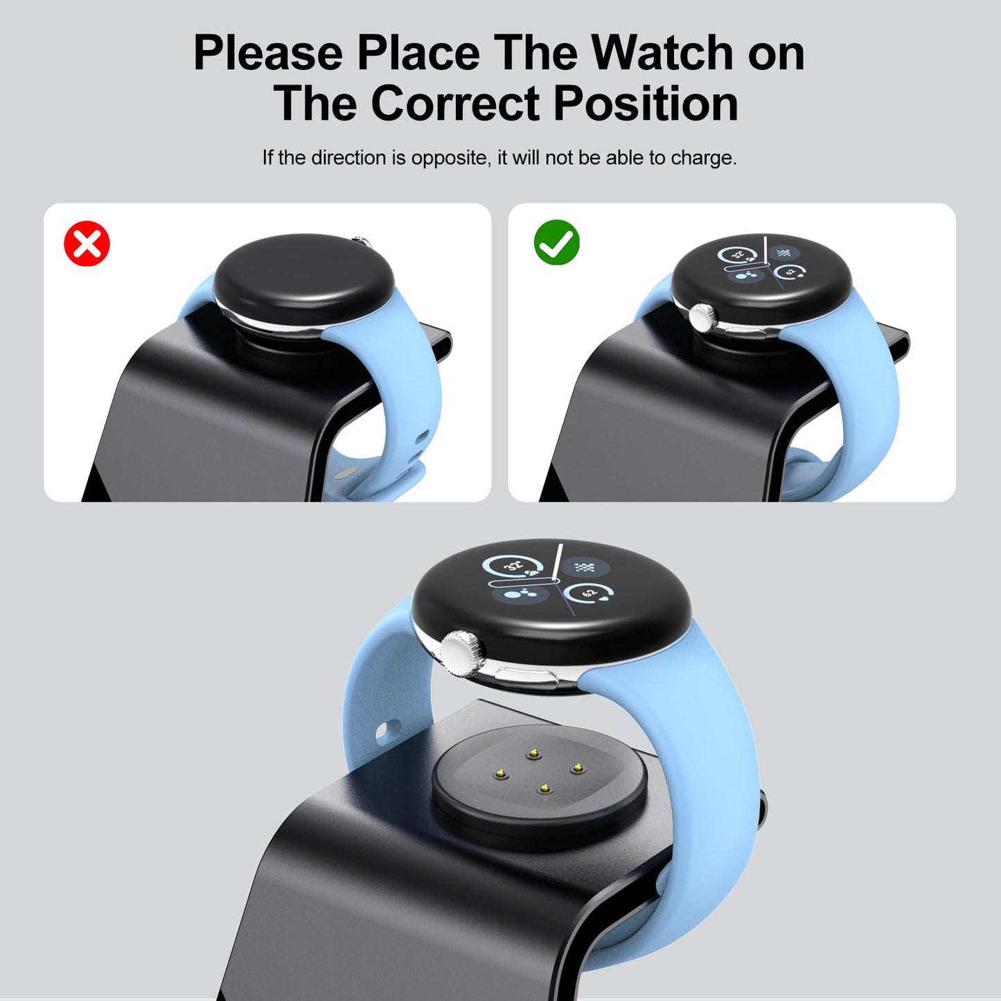 Charger for Pixel Watch 2/3, Fitbit Versa 4/Sense 2 (Not for Pixel Watch 1), Wireless Charging Station for Google Pixel 9/9 Pro/9 Pro XL/8 Pro/8/8A/7 Pro/7/6/6 Pro, Pixel Buds Pro 2/Pro (No Adapter)