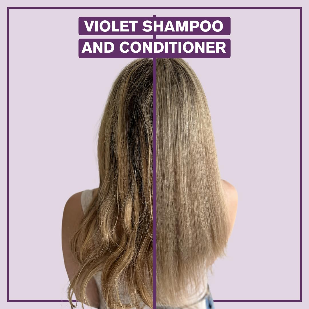 Alcôve - Violet Shampoo & Conditioner Duo - Blonde and Colored Hair - Sulfate-Free - Neutralize Yellow and Brassy Tones - Evening Primrose Oil - Mango Extract - Argan Oil - Color-Safe - 10oz