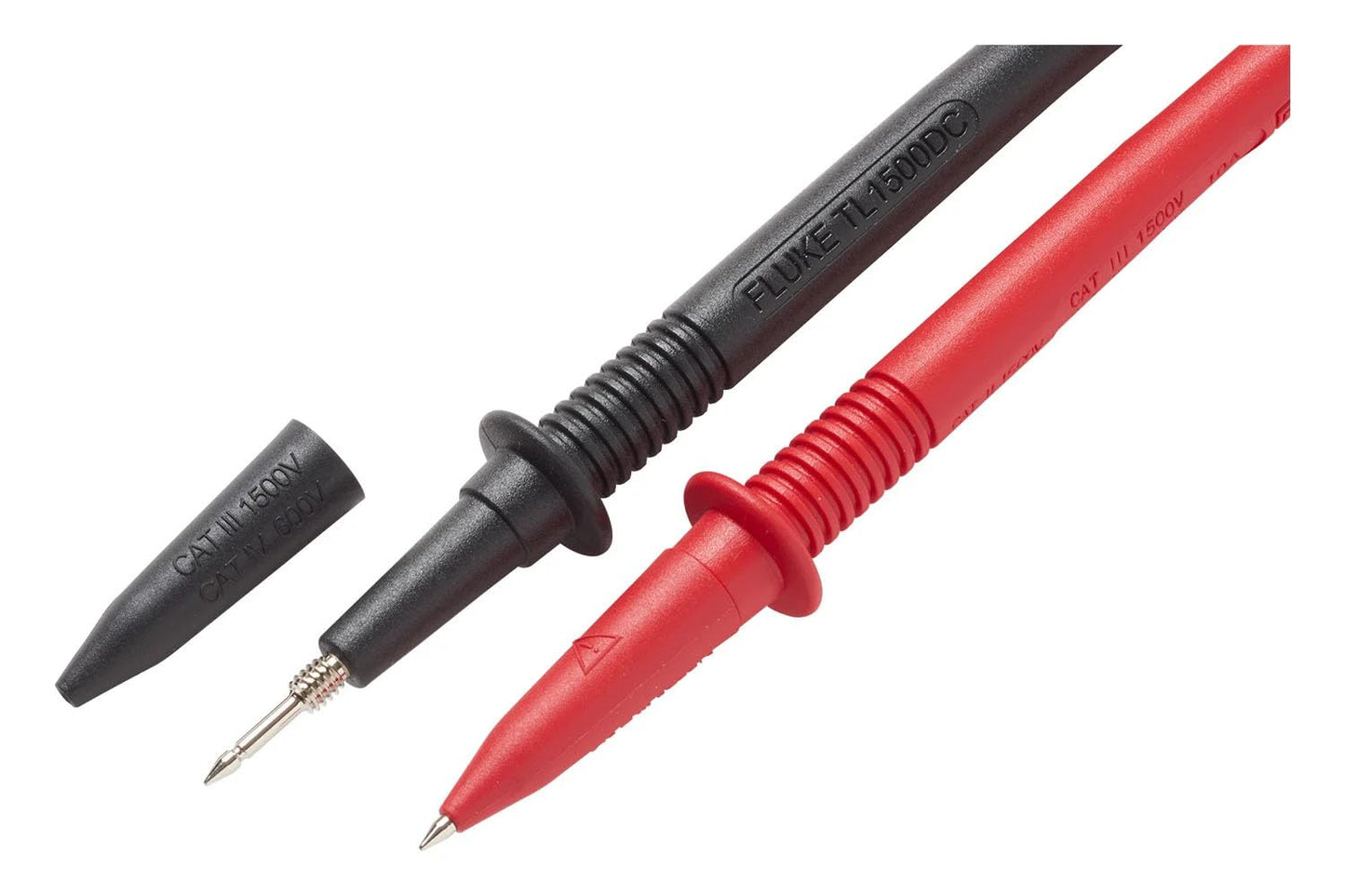 Fluke TL1500DC Insulated Test Leads, Measures Voltage Up to 1500 V DC, Rated CAT III 1500 V, CAT IV 600 V with Protective Cap, Compatible with Most Fluke Clamp Meters and Multimeters, PVC Insulated