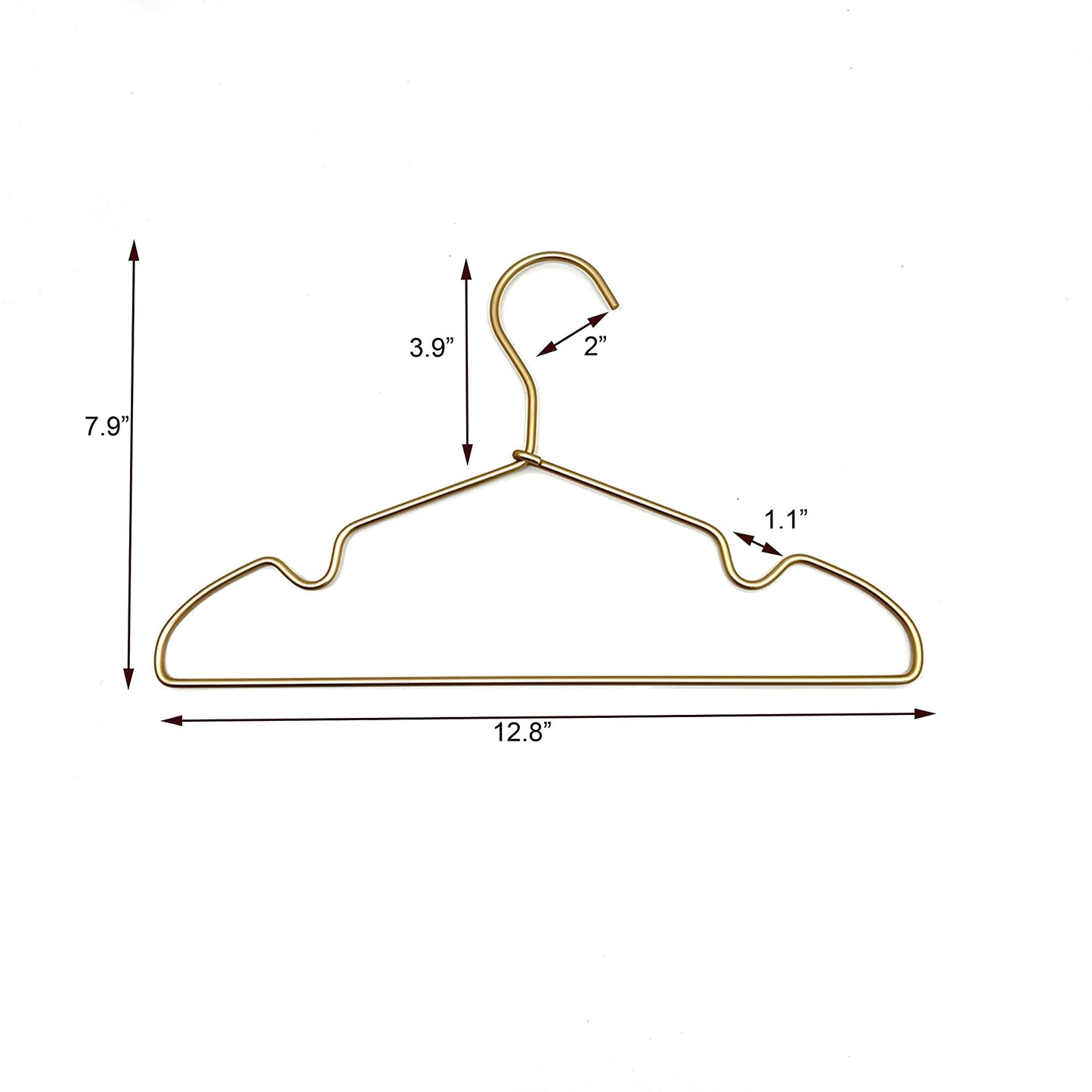 Koobay 12.6” Matte Gold Metal Kids Baby Hangers, 60Pack, Non Slip Suit for Coated Wire Children Clothes Hangers Closet Storage, Retail Display,Space Saving for Toddler Coats Infant Hangers