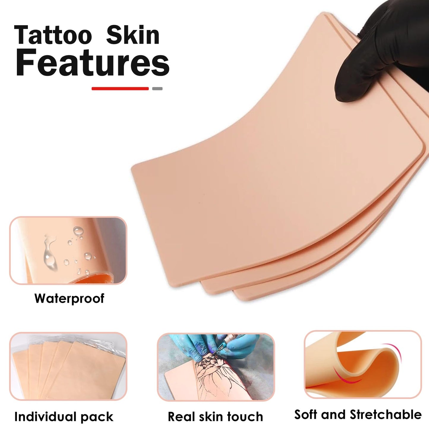 20Pcs Tattoo Skin 3MM - Urknall Fake Skin 3mm Blank Tattoo Practice Skin Fake Skin Tattoo Double Sides Tattoo Skin for Beginners and Tattoo Artists Tattoo Supplies