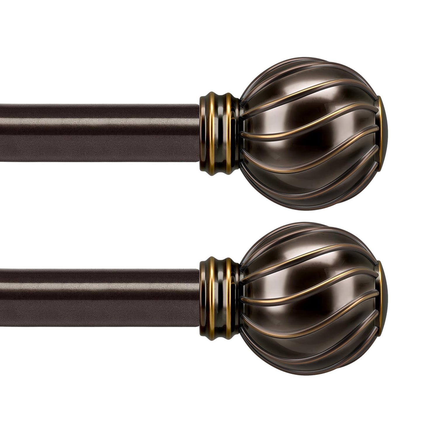 2 Pack Brown Curtain Rods Set for Windows 48 to 84 Inches Adjustable Length Heavy Duty 7/8" Diameter Window Curtain Rod with Decorative Finials for Outdoor Farmhouse Bedroom Kitchen Living Room
