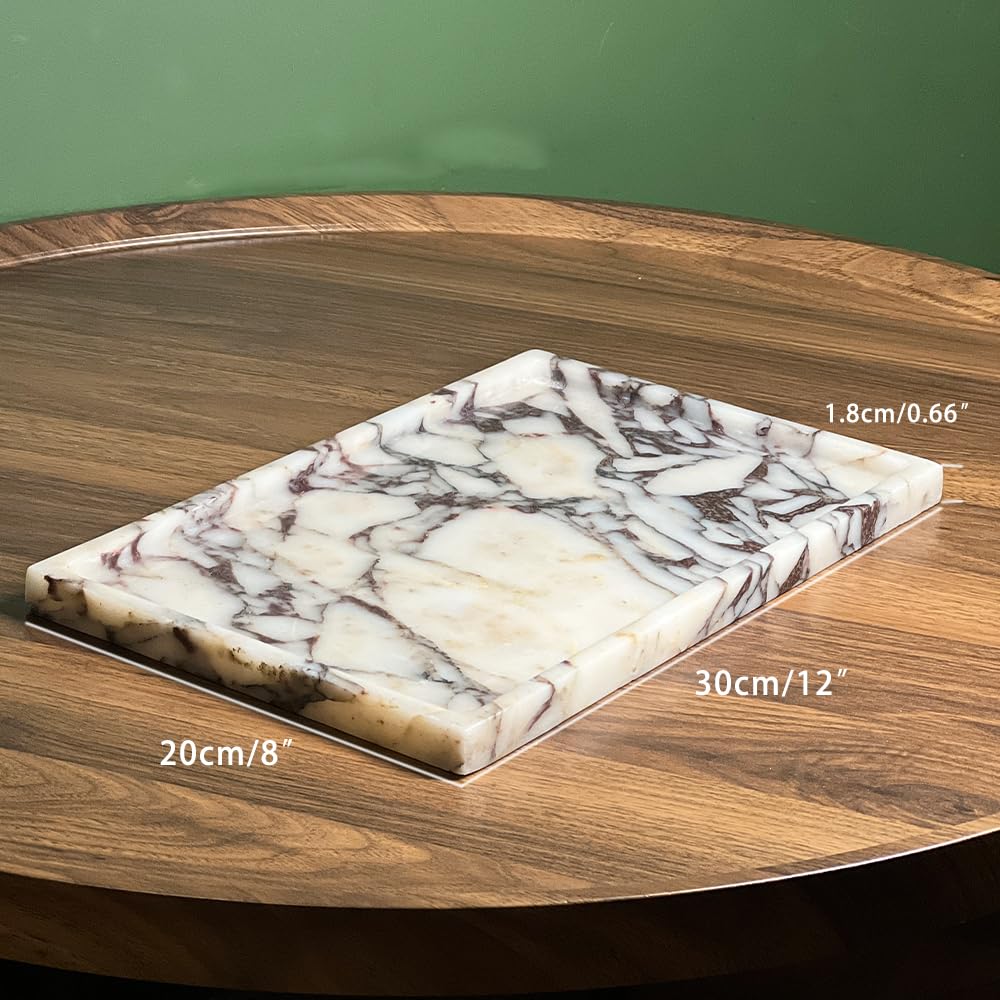 Real Luxurious Natural Marble Vanity Tray Genuine Marble/Stone Storage Tray for Home Decor Bathroom/Kitchen/Vanity/Dresser Non-Resin/Non-Ceramic