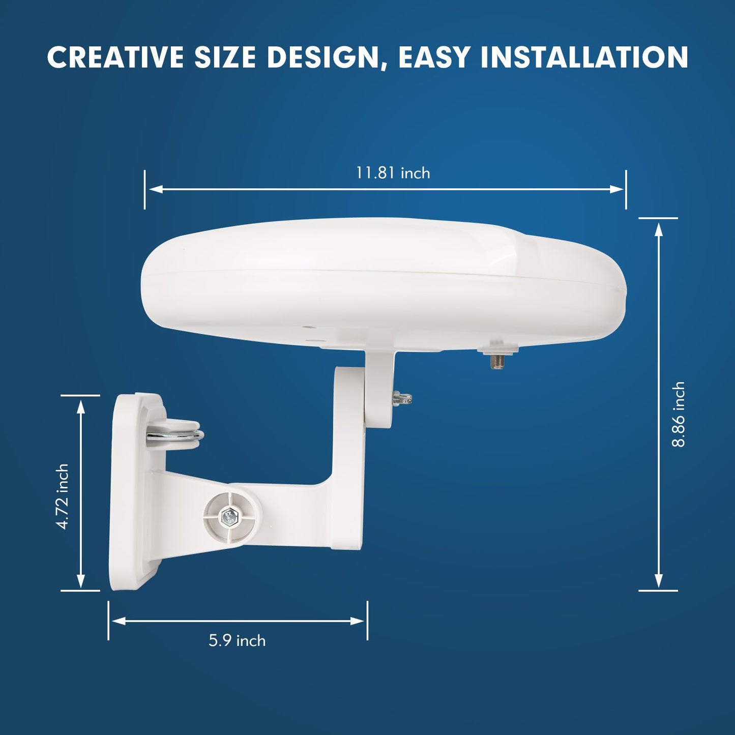 1byone Outdoor TV Antenna 360° Omni-Directional Extended Range Reception Enhance VHF&UHF 4K Ready HDTV Antenna with Added Stability for Outdoor/Attic/RV Use - 39ft RG6 Coax Cable