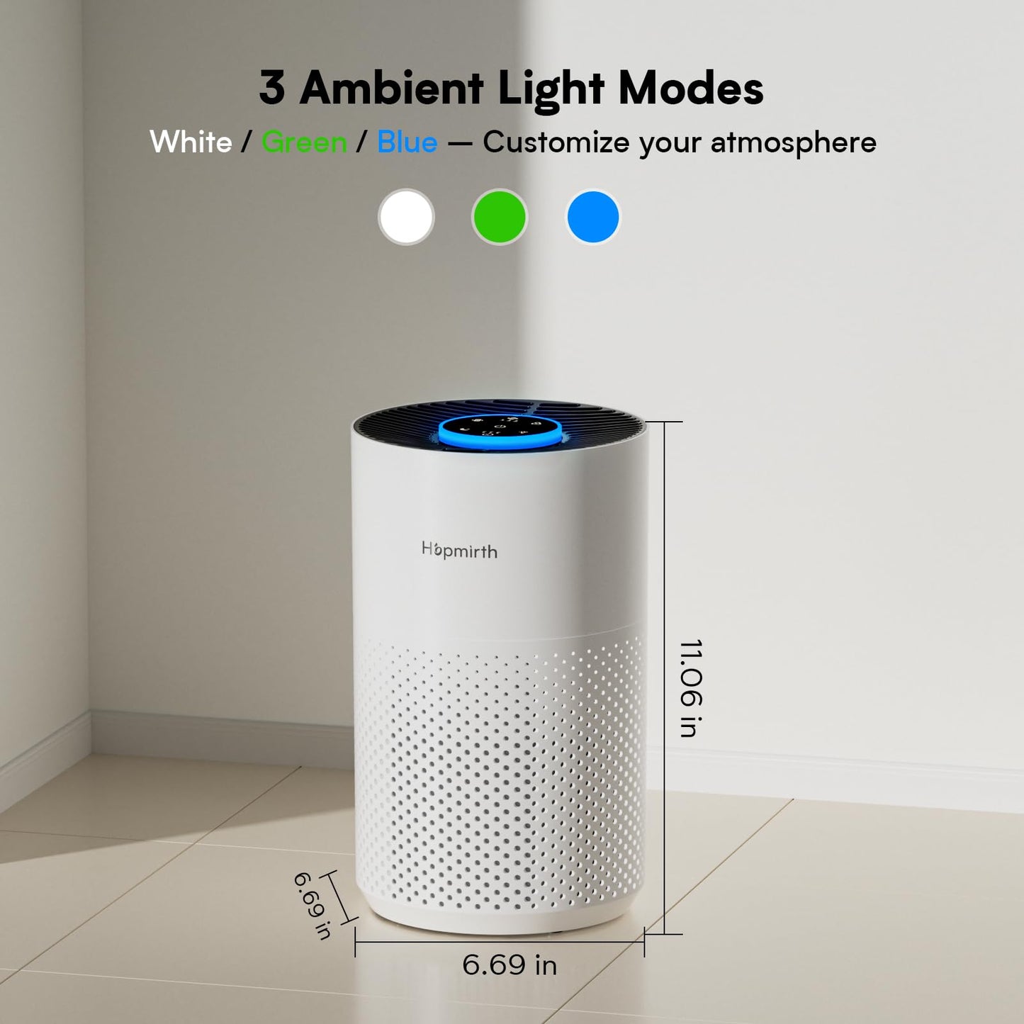 Hopmirth Upgraded Air Purifiers for Bedroom & Home with H14 True HEPA Filter, Covers Up to 1280ft², 360° Air Intake, Quiet Pet Air Purifier, Fragrance & Timer,Removes Smoke, Pet Dander & Pollen,White