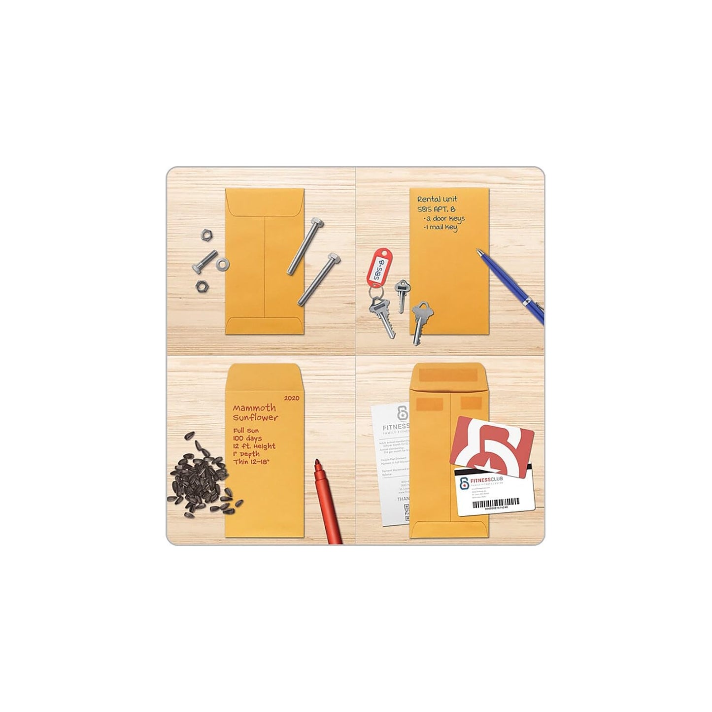 Quality Park #7 Coin and Small Parts Envelopes, Self Seal, for Home, Office, Garden, 24 lb Brown Kraft, 3-1/2 x 6-1/2 Inches, 500/Box (QUA50765)