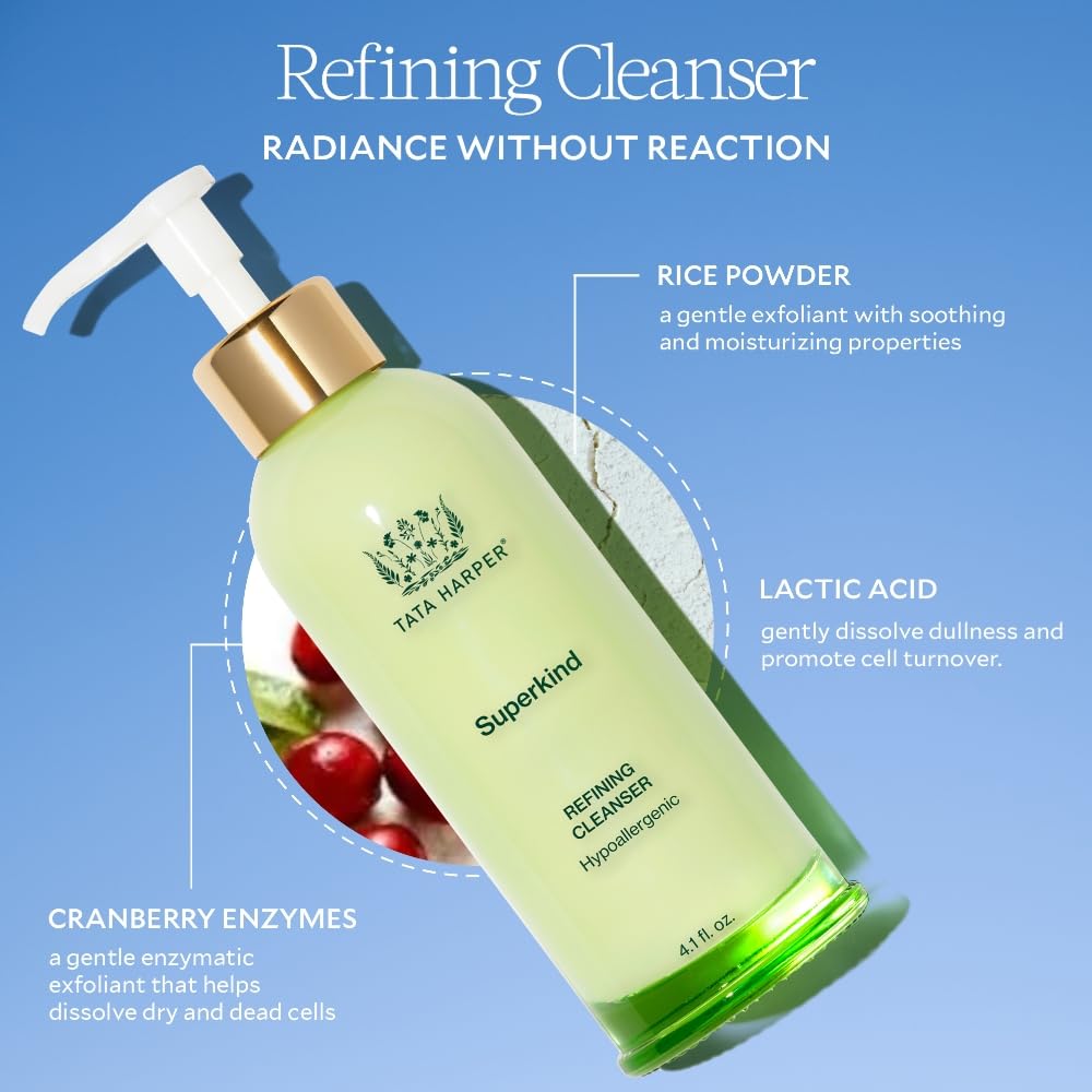 Tata Harper Superkind Refining Cleanser for Sensitized & Reactive Skin, 100% Natural, Made Fresh in Vermont, 125ml