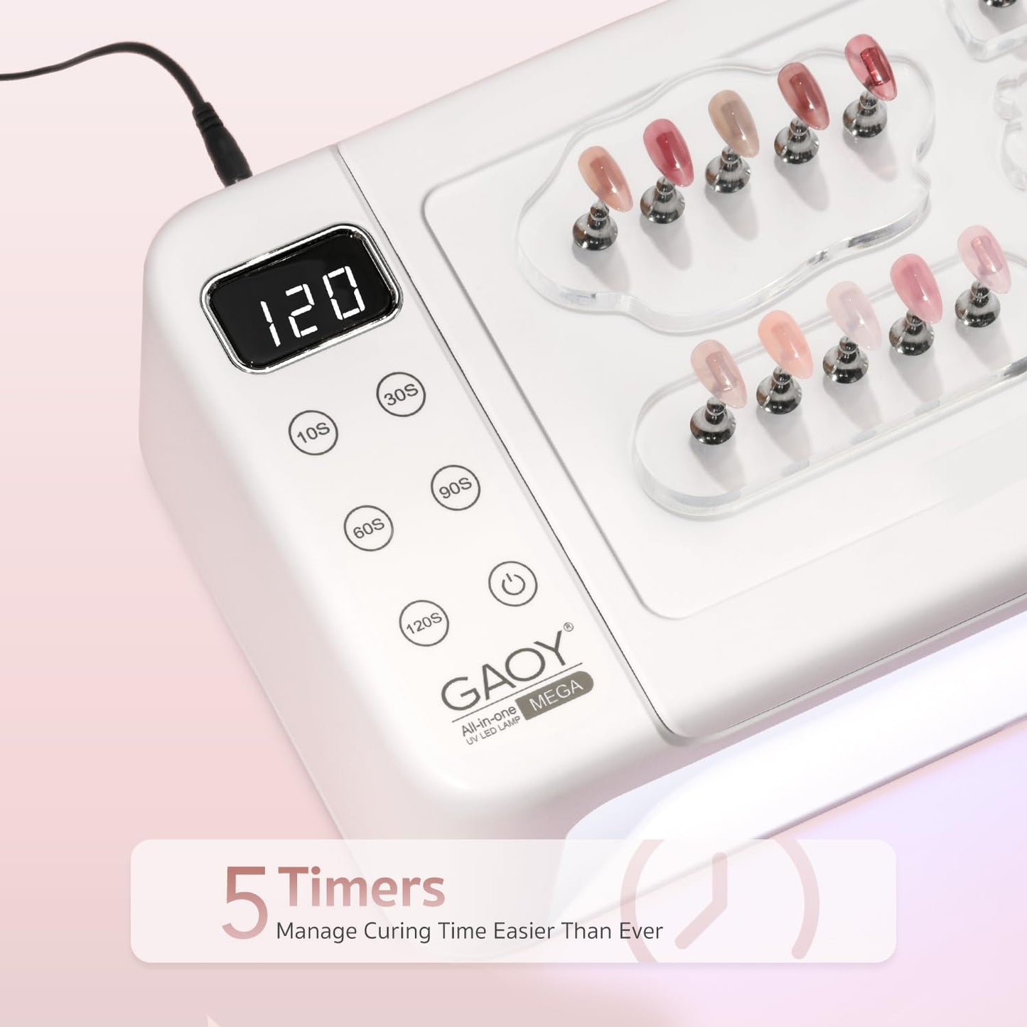 GAOY Professional Nail Curing Lamp for Salon, Mega UV LED Light for Gel Nails with Arm Rest and Retractable Tray, 5 Timers, LCD Display and Infrared Sensor