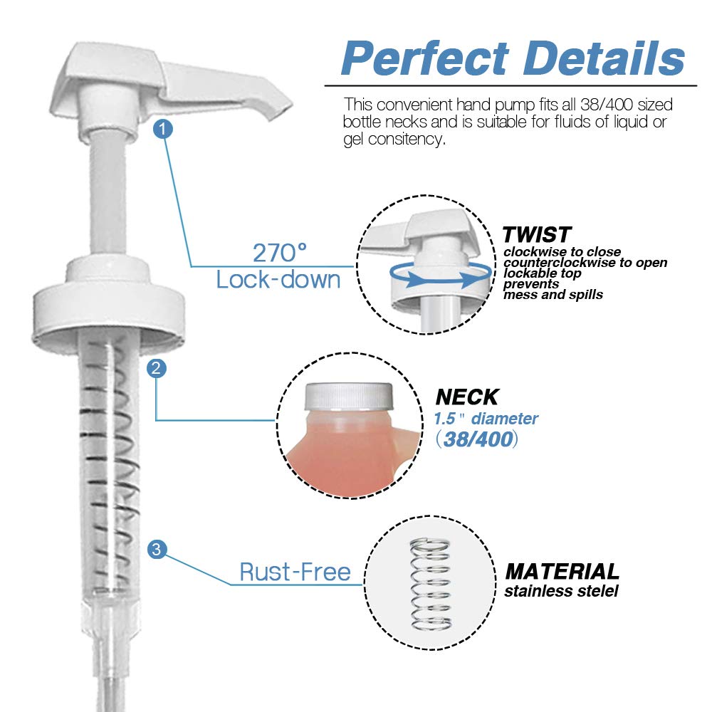 24 Pack Gallon Jug Pump Dispenser 38-400 White Pump for Gallon Jug - 7cc Lotion Gallon Shampoo Pump Top Replacement, Fits 1 Gallon Bottle 64oz 128oz Hand Sanitizer Containers, Plus Labels