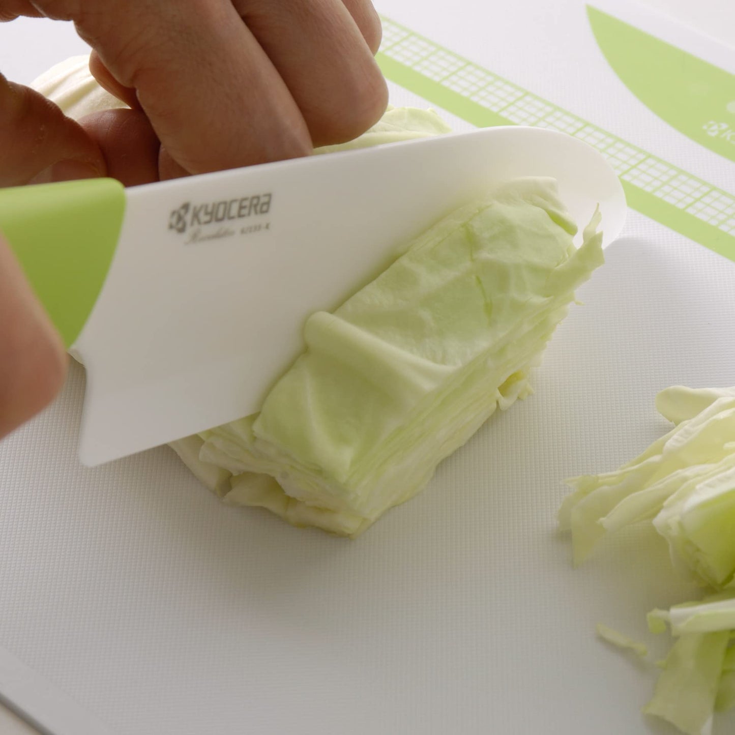 KYOCERA Revolution 2-Piece Ceramic Knife Set: Chef Knife For Your Cooking Needs, 5.5" Santoku and 4.5" Utility Knife, White Blades with Green Handles, White/Green