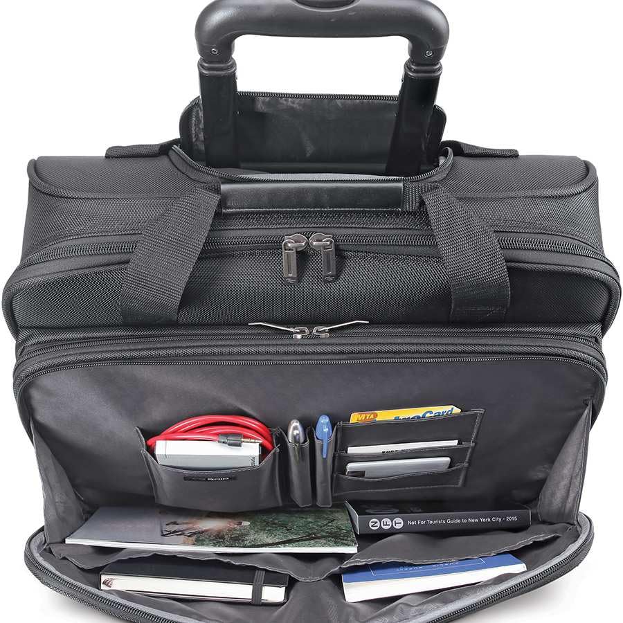 Solo New York Bryant Rolling Laptop Bag with Wheels,Fits Up to 17.3-Inch Laptop,Travel Friendly Wheeled Briefcase for Women and Men with Telescoping Handle, Black, 14" x 16.8" x 5" (PT136-4)