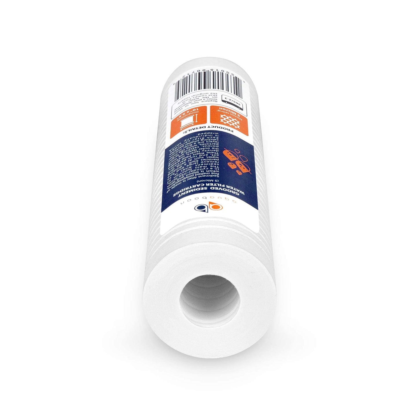 Aquaboon 5 Micron 10 x 2.5 Grooved Sediment Water Filter Replacement for Whole House Filter Cartridge Compatible with AP110, WHKF-GD05, CFS110, 25-Pack