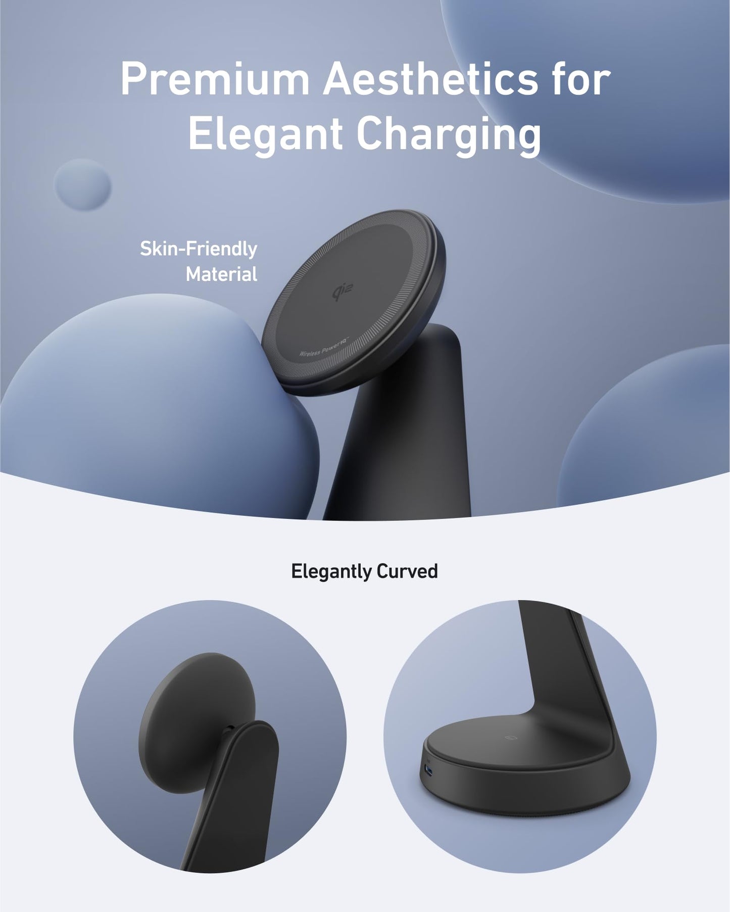Anker MagSafe Compatible 2-in-1 Charging Stand, iPhone 16 Wireless Charger, Qi2 Certified 15W, Adjustable and Super Strong, for iPhone 16/15/14/13/12 Series, AirPods (40W USB C Adapter Included)