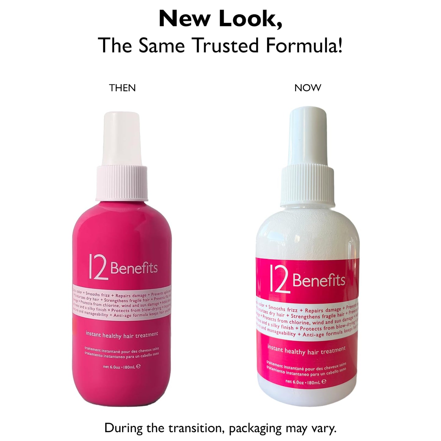 12 Benefits Instant Healthy Hair Treatment, Leave-In Conditioning, Smoothes Frizz, Strengthens & Repairs, Heat Protection Spray, 6 Fl Oz (Pack of 2)