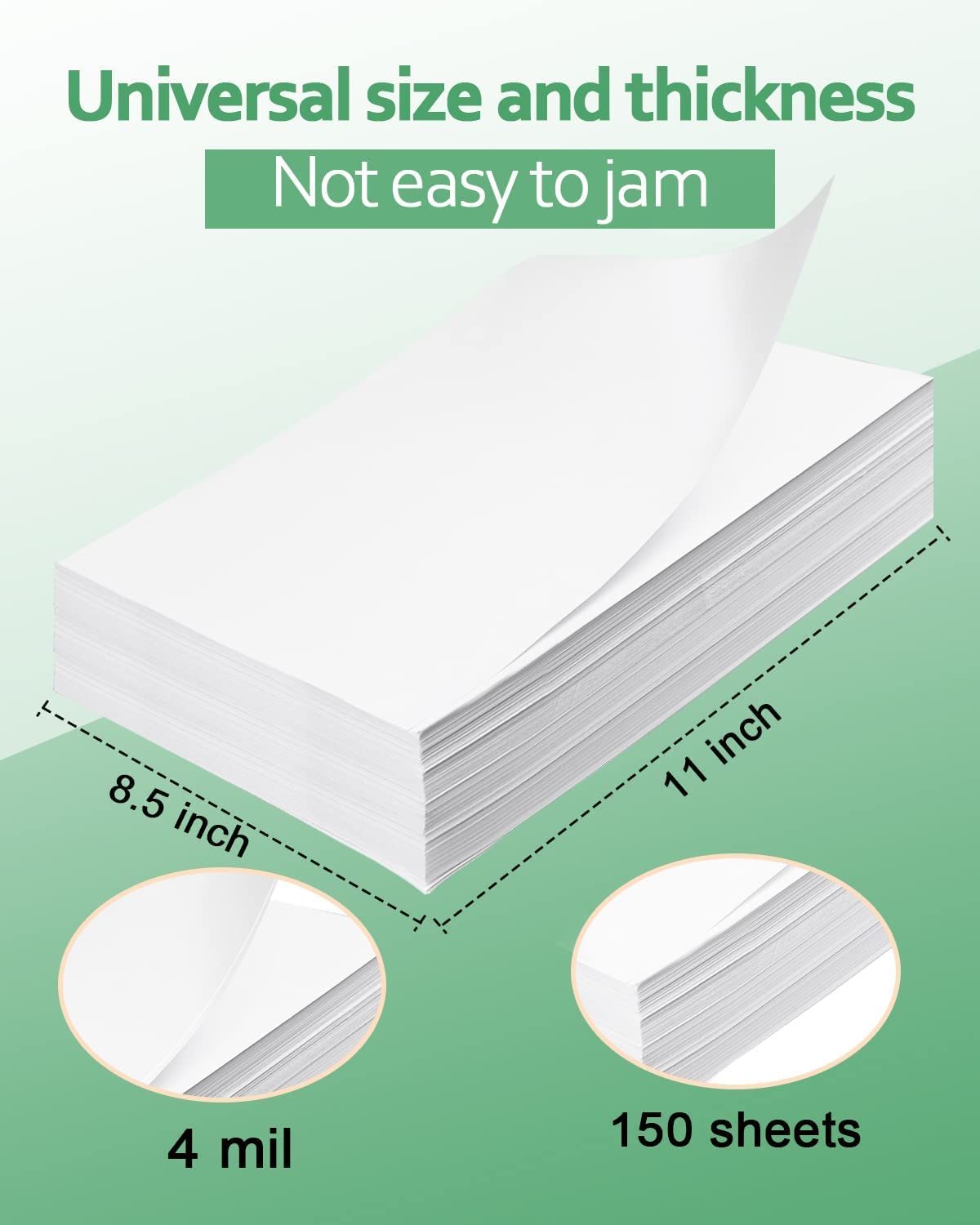 Gwybkq Glossy Printable Vinyl Sticker Paper for Inkjet Printer 150 Sheets 8.5"x11" Adhesive White Labels Decal Papers