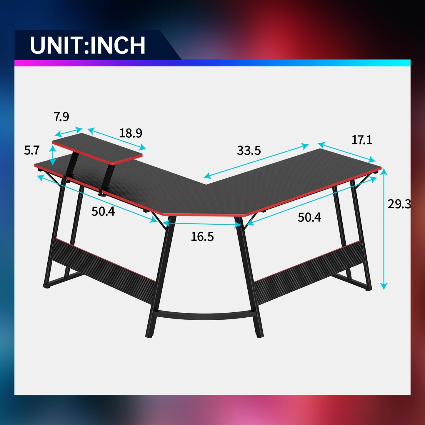 FDW L Shaped 51 Inch Gaming Desk,Corner Computer Desk,PC Gaming Desk,Writing Workstation with Large Monitor Stand for Home Office,Black