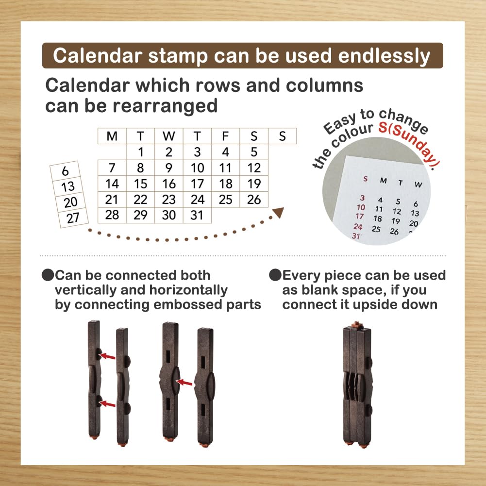 Calendar Stamp, Shachihata GRJ-5ACE, Connected Numbers, Perpetual Calendar, English