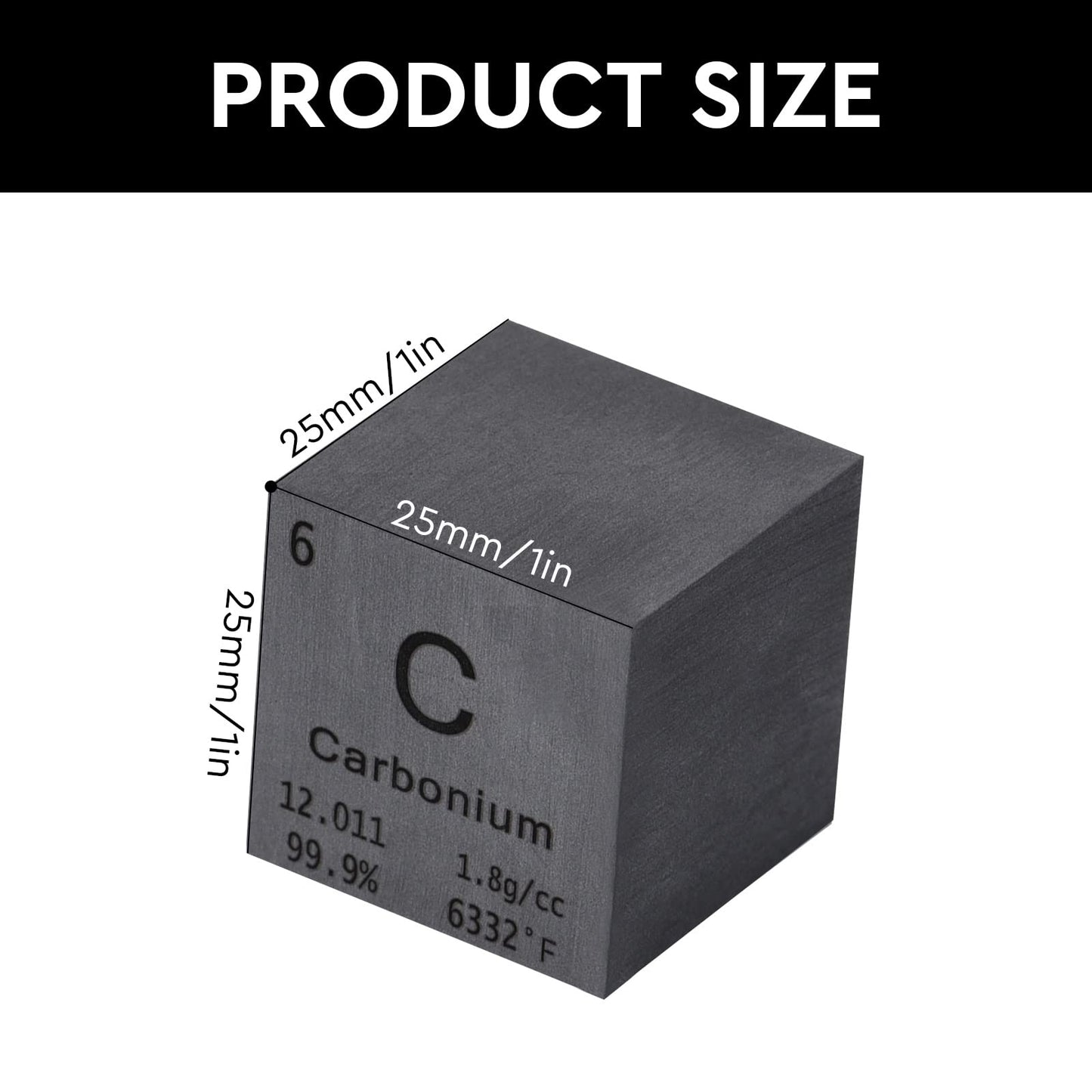 8 Pieces Element Cube Set 1” Tungsten Cube Metal, Periodic-Table of Elements, 99.95% Purity, Laser Engraved, Tungsten Titanium Copper Iron Aluminum Zinc Magnesium Carbon for Teaching, Gift, Collection