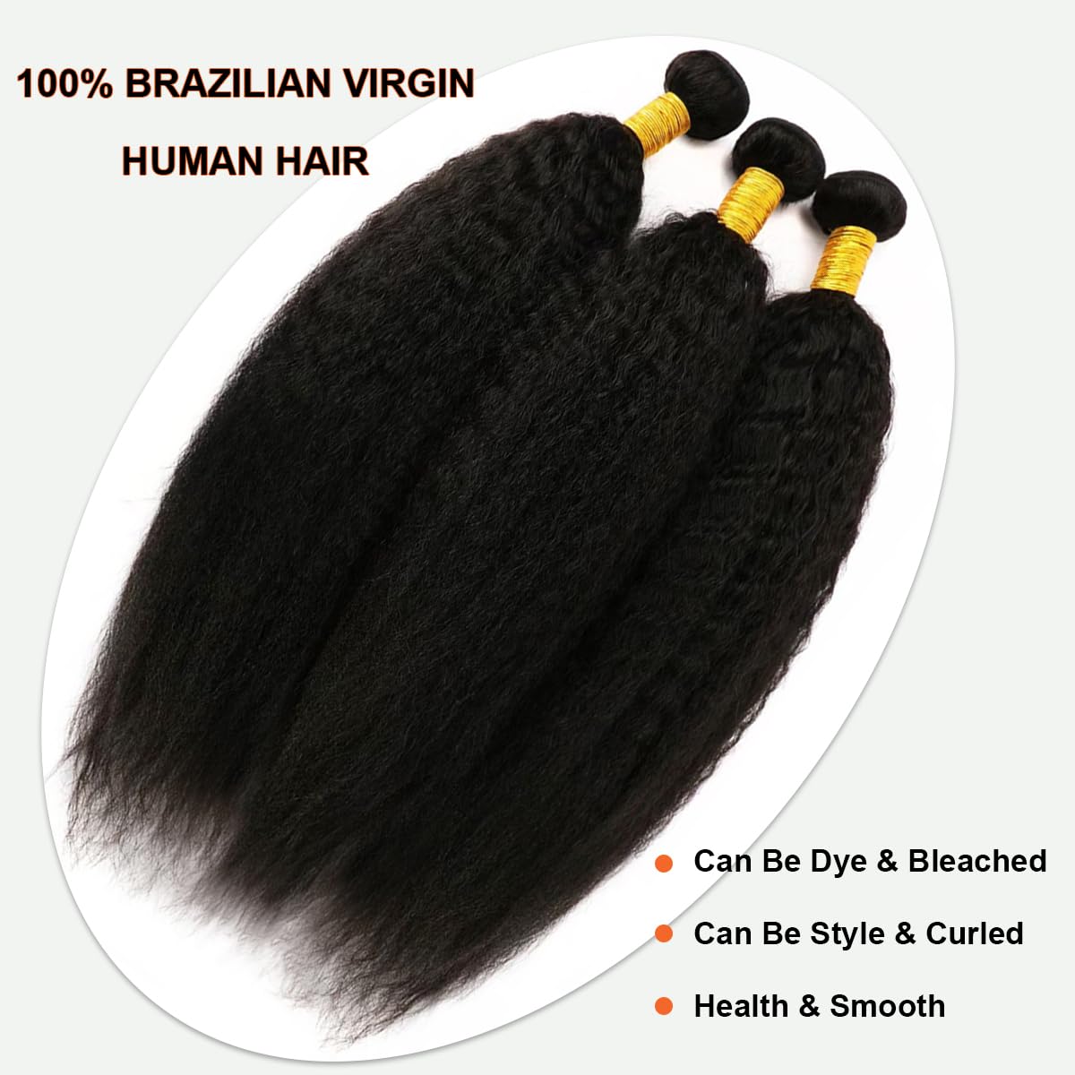 Kinky Straight Bundles Human Hair 18 20 22 Inch Yaki Straight Bundles Kinkystraight Human Hair Bundles 12A Brazilian Virgin Human Hair Bundles For Black Women Black Raw Remy Hair Extension 3 Bundles
