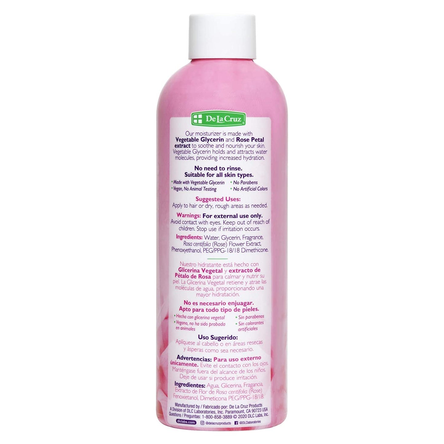 De La Cruz Rose Water and Glycerin for Face - Rosewater Facial Toner and Moisturizer for Skin and Hair 8 fl oz (236 mL) - 12 Bottles