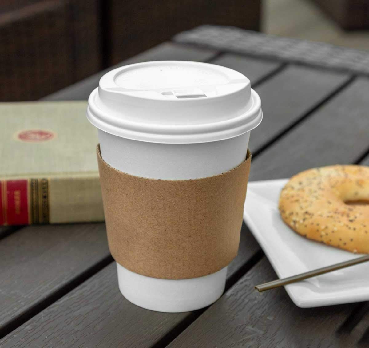 FMP Brands 1000 Pack Kraft Coffee Cup Sleeves, 8 oz, Disposable Hot & Cold Drink Insulators