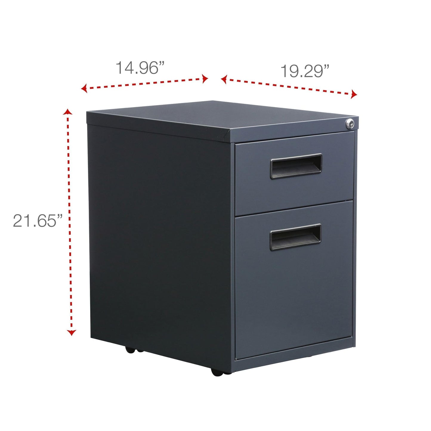 Alera ALE Two-Drawer Metal Pedestal File, 14 7/8w x 19 1/8d x 21 3/4h, Charcoal