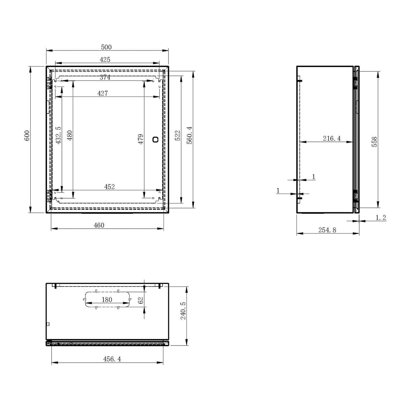 KWONONG Metal Enclosure, IP65 Waterproof Electrical Box for Indoor and Outdoor Projects, Includes Mounting Plate and Wall Bracket 600×500×250mm (24"×20"×10")