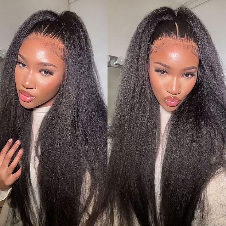 Kinky Straight Bundles Human Hair 20 22 24 Inch 3 Bundles 100% Unprocessed Brazilian Virgin Remy Hair Yaki Straight Bundles Human Hair Extensions Natural Color Human Hair Bundles for Black Women