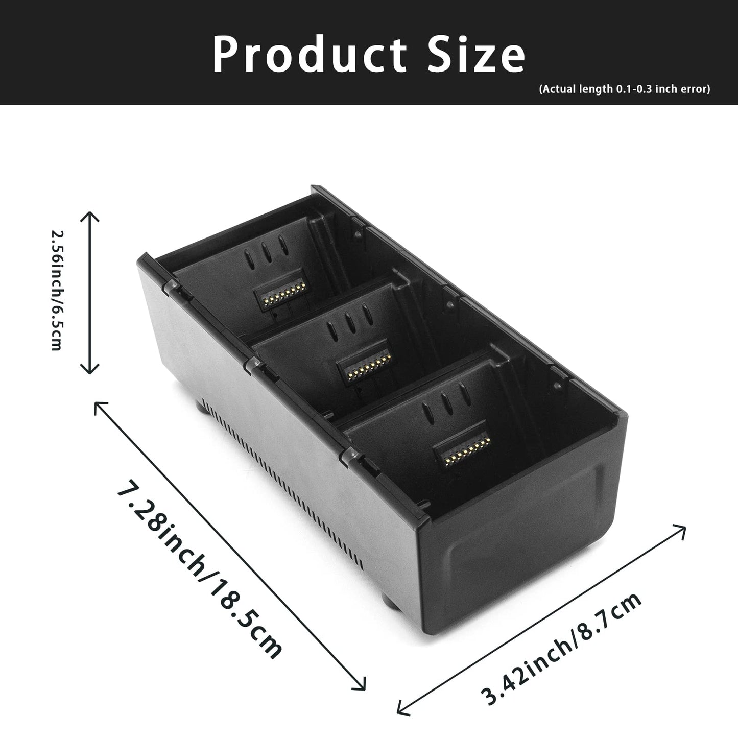 LANADO 3-Slot Battery Charging Cradle Kit for Zebra ZQ510, ZQ511, ZQ520, ZQ521, ZQ610, ZQ620, ZQ630, QLN220, QLN320, QLN420 Barcode Scanners, 12V Output, Black