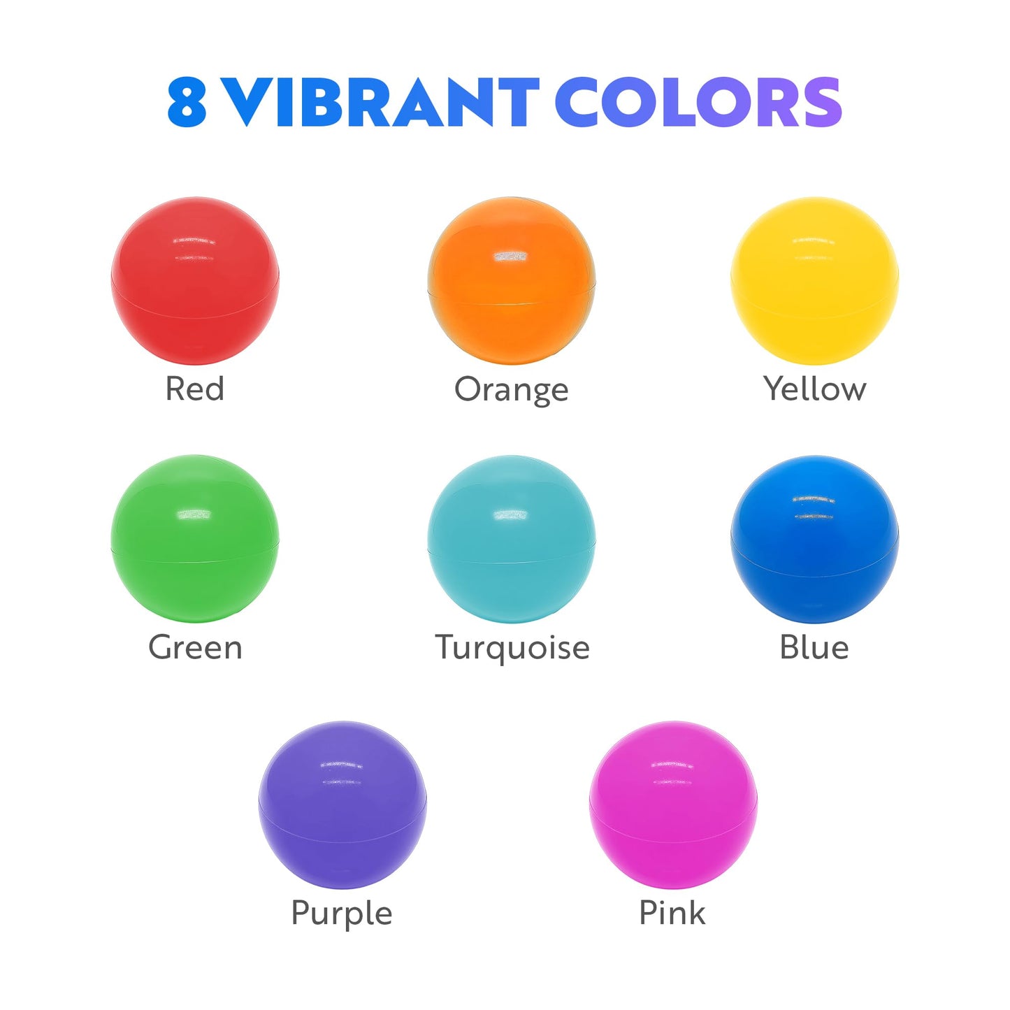 Playz Soft Plastic Mini Ball Pit Balls 500 Count - w/ 8 Vibrant Colors - Crush Proof, No Sharp Edges, Non Toxic, Phthalate & BPA Free for Baby Toddler Ball Pit, Play Tents & Tunnels Indoor & Outdoor