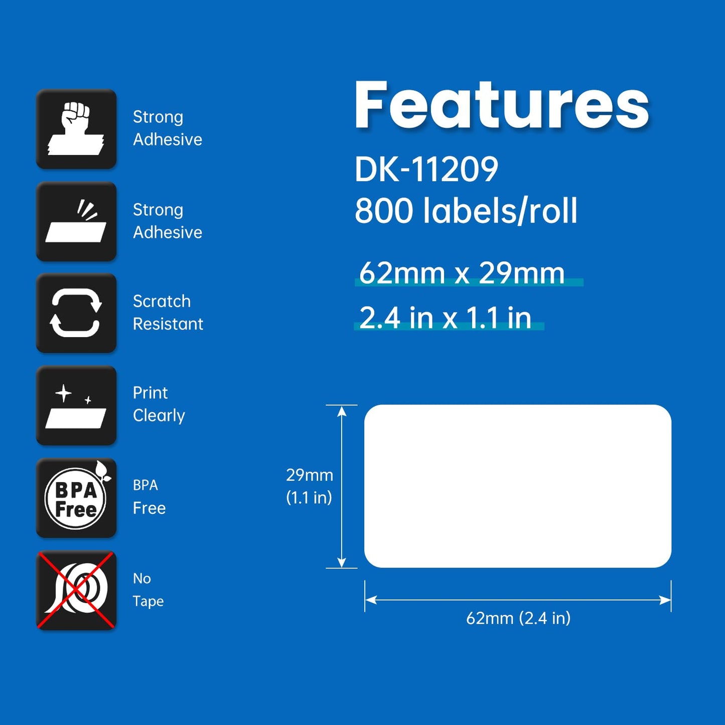 Compatible Address Labels Replacement 1209 x 12Rolls【2.4" x 1.1"】