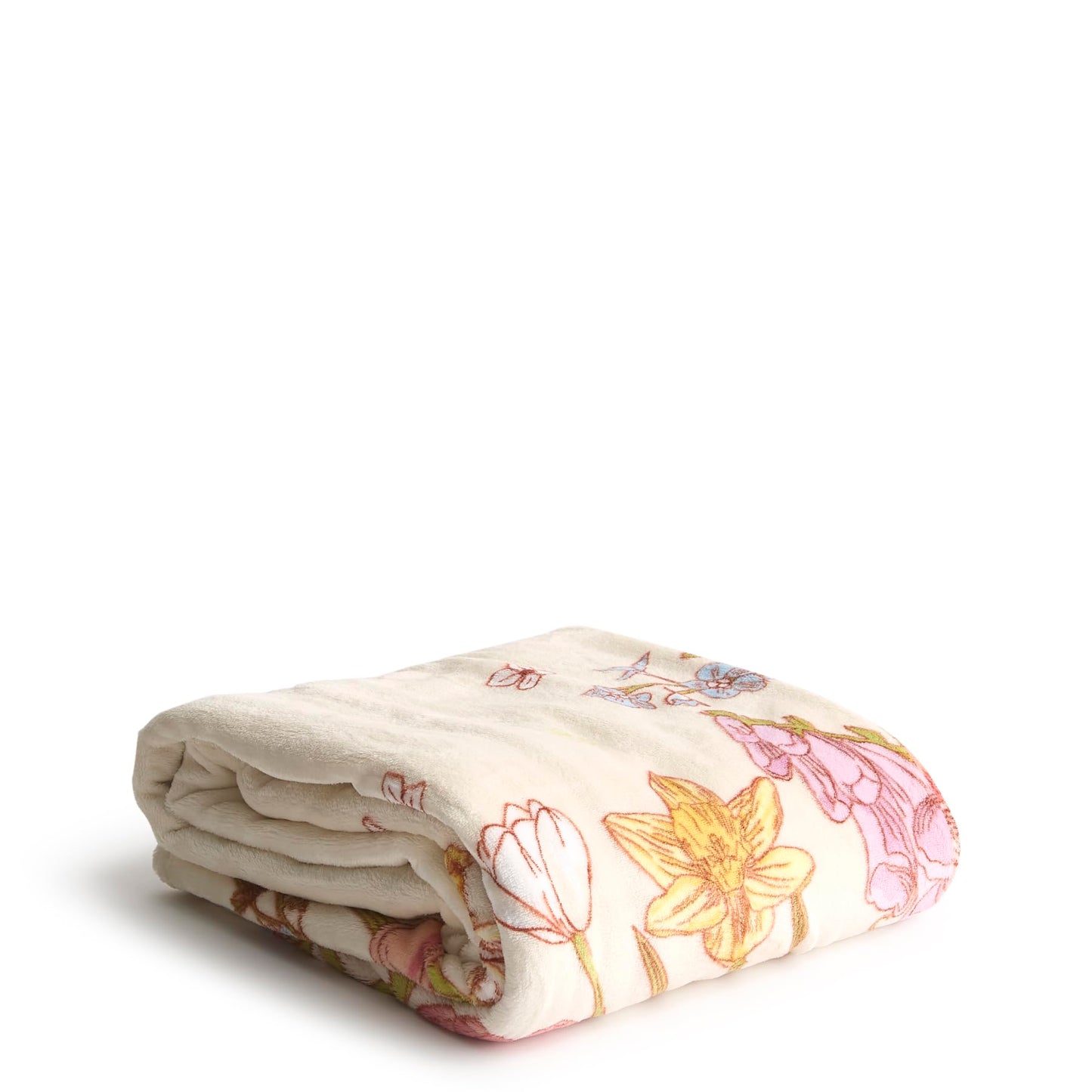Vera Bradley Women's Fleece Plush Throw Blanket, Meadow Bouquet Subtle Seedpearl, One Size