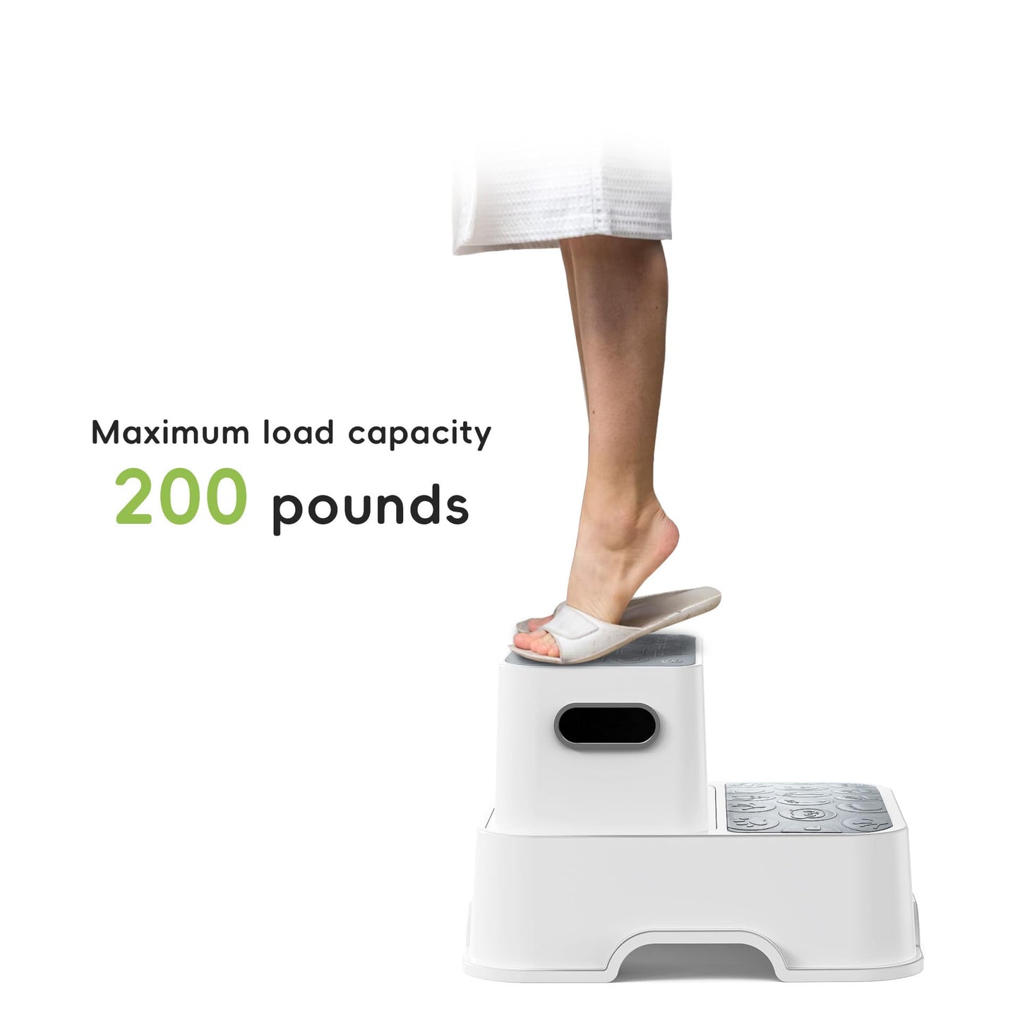 2-Pack Step Stool for Kids – Non-Slip Toddler Step Stool for Bathroom Sink & Potty Training – Heavy Duty 200 lbs, Includes Faucet Extender & Duck Bath Toys (Gray White)