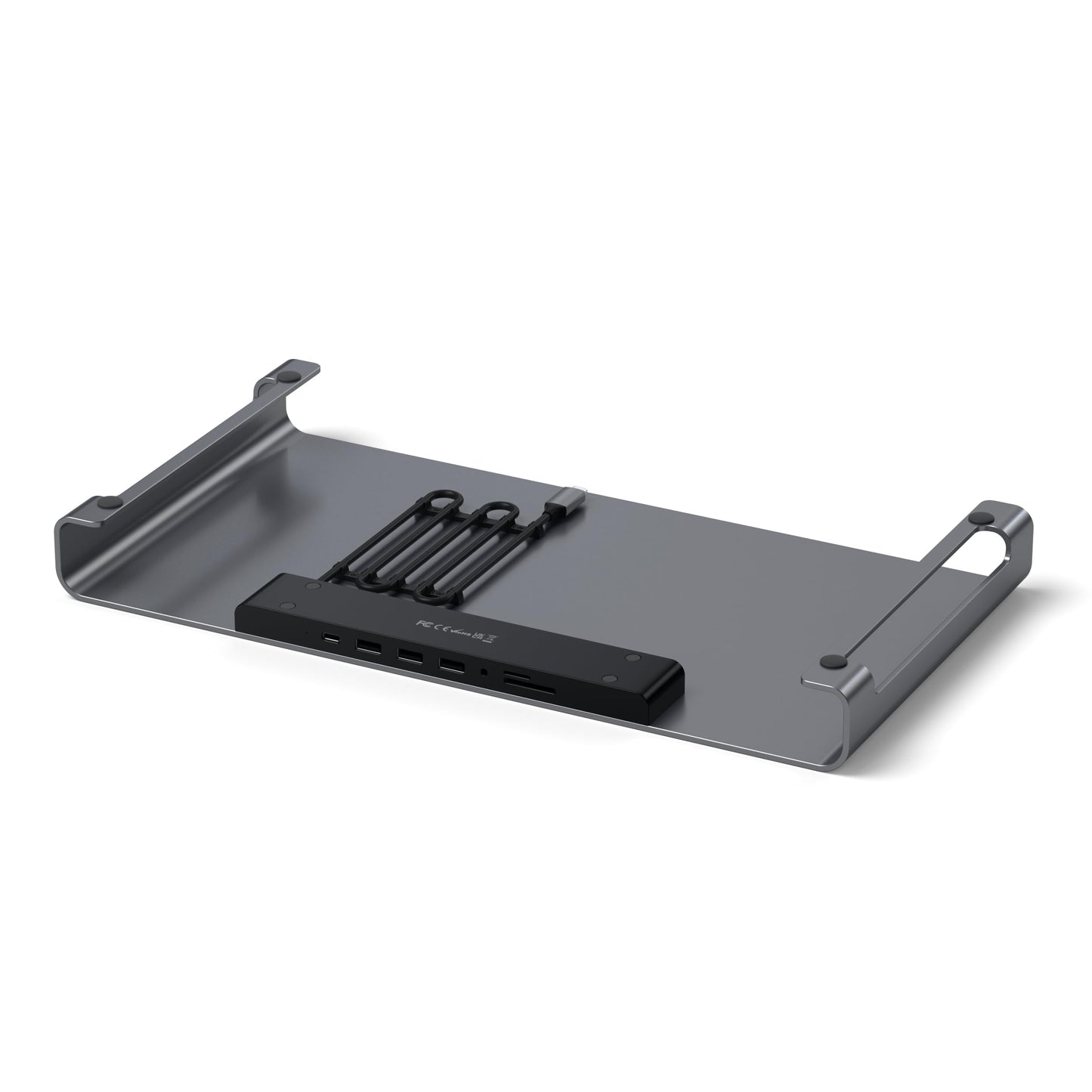 Satechi USB C Hub Monitor Stand for Desk with USB-C Data Port, 3 USB 3.0 Ports, Micro/SD Card Readers, Audio Jack, Computer Monitor Stand for Desktop Computers, Monitors, and Laptops