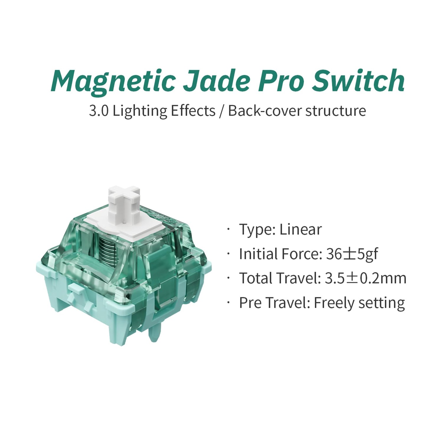 GATERON Magnetic Jade Pro Keyboard Switches, Linear Factory Pre-lubed Freely Setting Pre-Travel 20mm Longer Spring Key Switches for Magnetic Gaming Keyboard(90PCS)