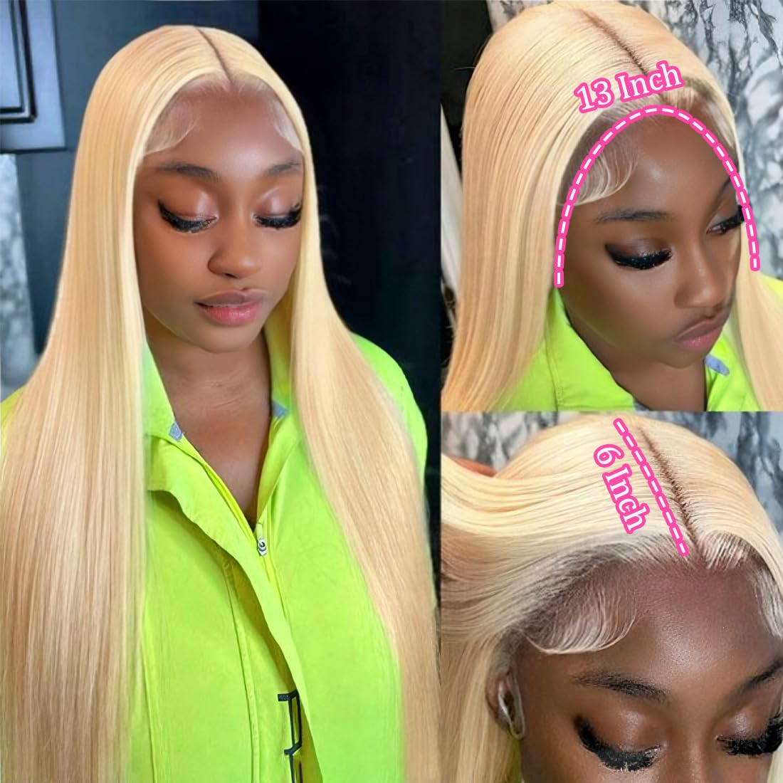 26 Inch 613 Lace Front Wig Human Hair Blonde 13X6 HD Transparent Lace Front Wigs Human Hair 180% Density Blonde Glueless Wigs Human Hair 613 HD Straight Lace Frontal Wigs Human Hair Pre Plucked