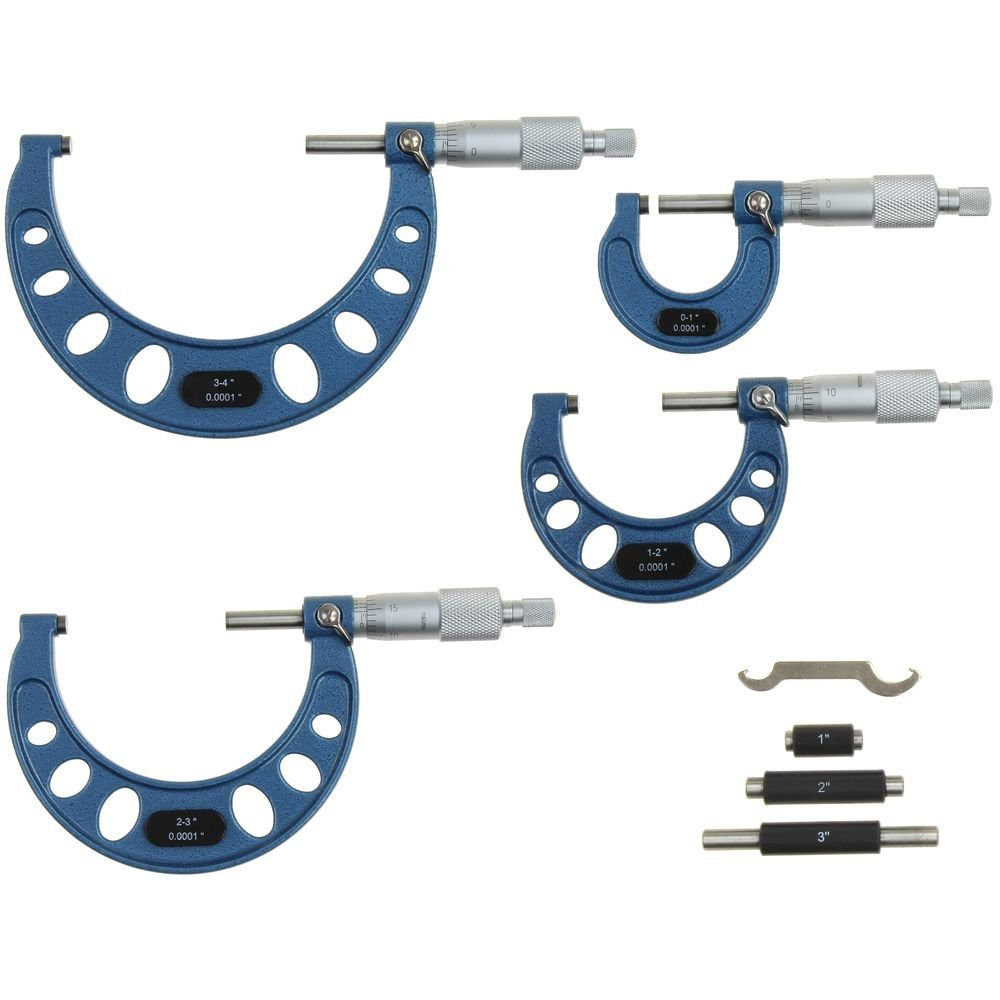 Anytime Tools Premium Outside Micrometer Set 0-4"/0.0001" Precision Machinist Tool w/Carbide Tips