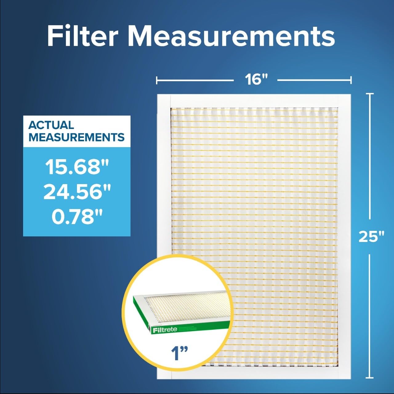 Filtrete 16x25x1 AC Furnace Air Filter, MPR 700, MERV 8, Tough on Pollen, Easy on Airflow, 3-Month Pleated 1-Inch Electrostatic Air Cleaning Filter, 6-Pack (Actual Size 15.68 x 24.56 x 0.78 in)