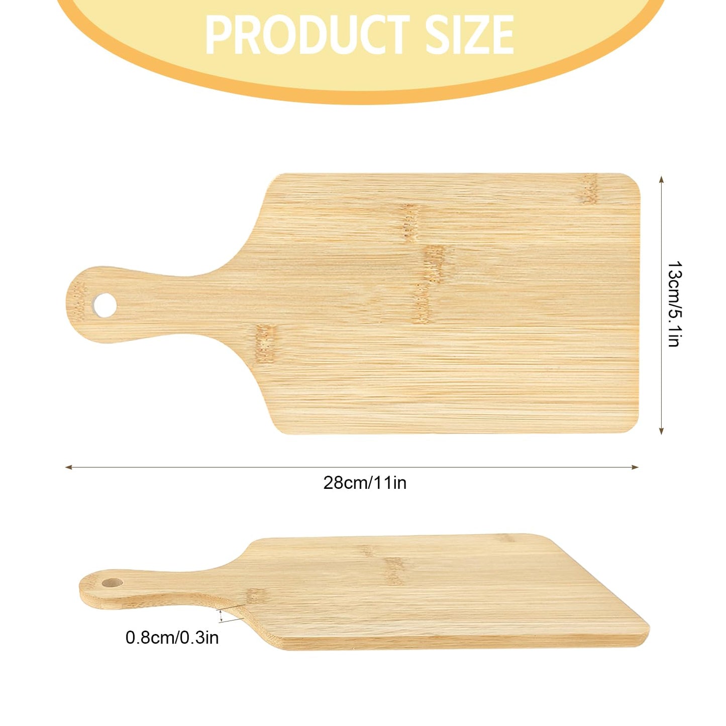 25 PCS Cutting Board Bulk Wood Chopping Board Laser Engraving Serving Board with Handle Charcuterie Boards for Customized Mother's Day Housewarming Gift 11" x 5" Bamboo