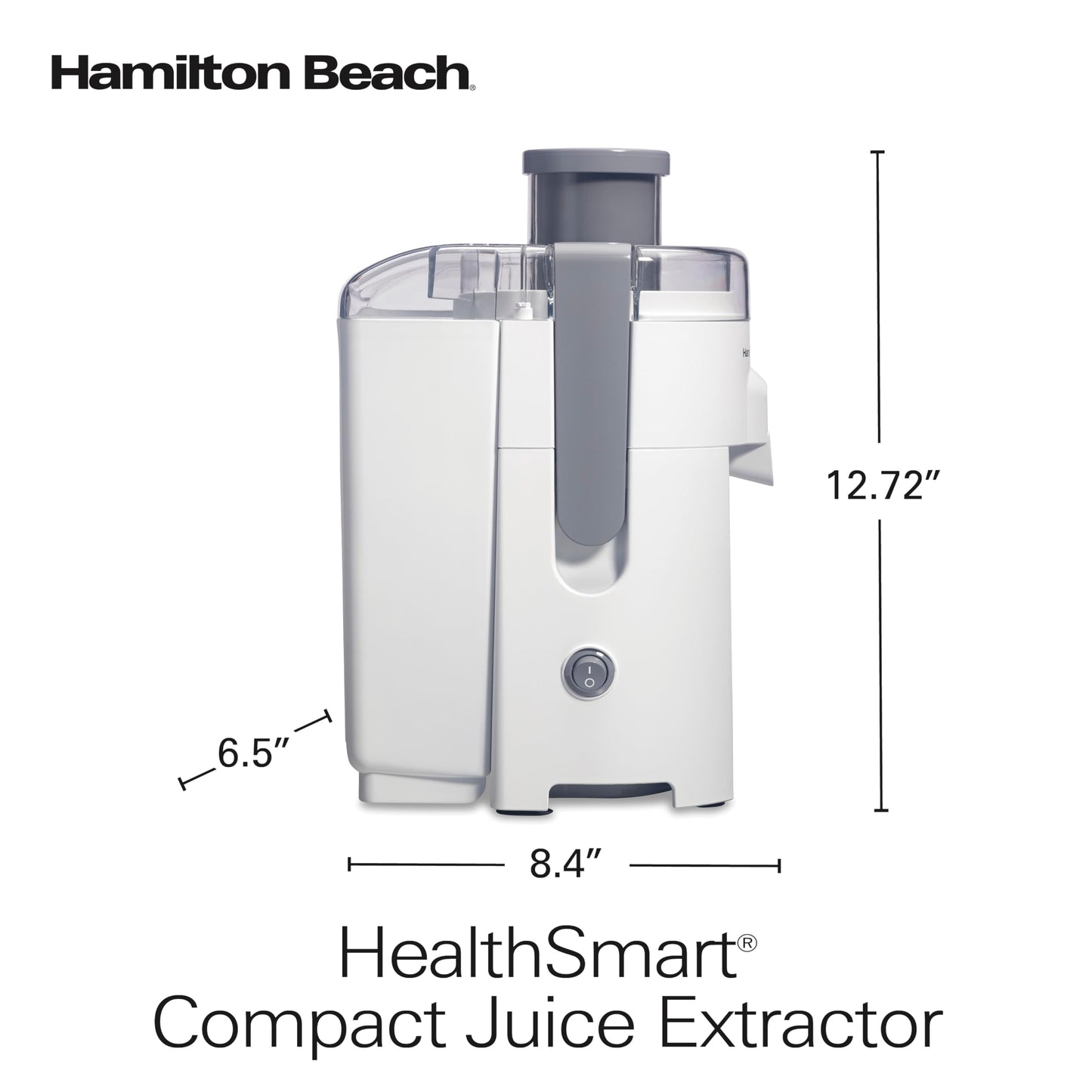 Hamilton Beach HealthSmart Juicer Machine, Compact Centrifugal Extractor, 2.4” Feed Chute for Fruits and Vegetables, Easy to Clean, BPA Free, 400W, White (67501)