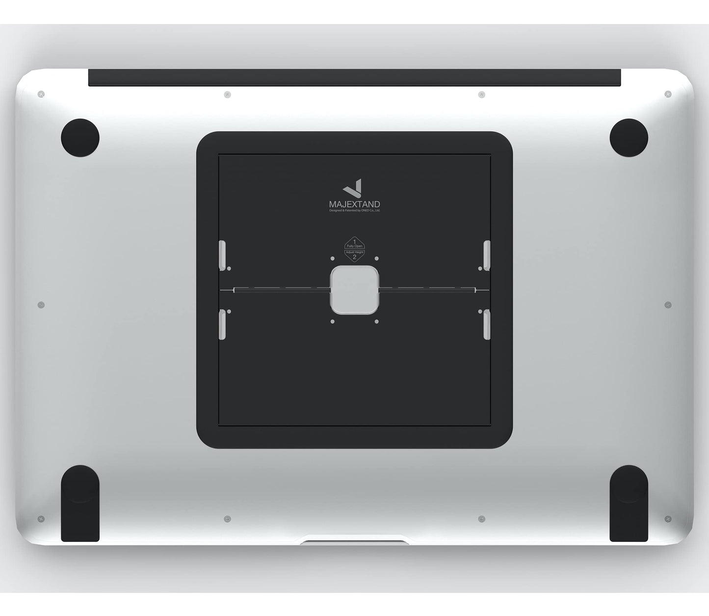 MAJEXTAND Paper-Thin Stand for MacBook, Laptop Riser, Slim Portable Ergonomic Ventilated Stand, 6 Adjustable Heights from 2.1" to 3.6", Compatible with Laptops Up to 18”, US Patented (Black)