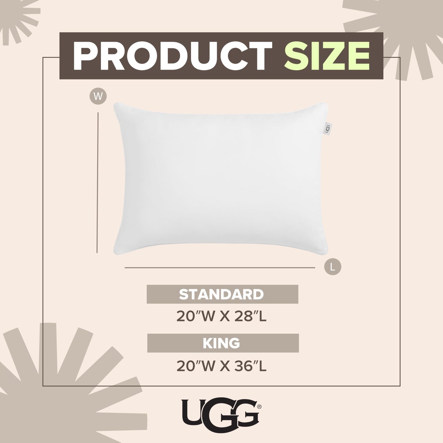 UGG Danielle Cooling Pillow Standard Size Hypoallergenic Down Alternative Luxury Hotel Bed Pillow for Stomach Back or Side Sleeper with Washable Cover for Queen Full or Twin, 20-inch x 28-inch, White